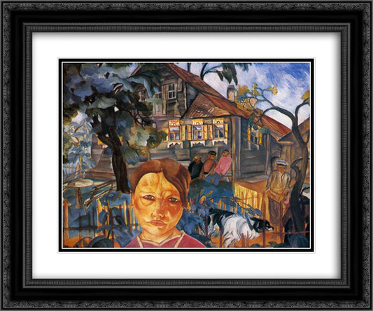 Village 24x20 Black Ornate Wood Framed Art Print Poster with Double Matting by Grigoriev, Boris