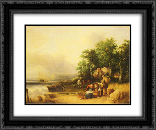 View On The Isle Of Wight 24x20 Black Ornate Wood Framed Art Print Poster with Double Matting by Shayer, William
