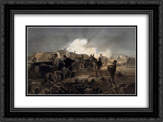 A hot night in the batteries 24x18 Black Ornate Wood Framed Art Print Poster with Double Matting by Simpson, William