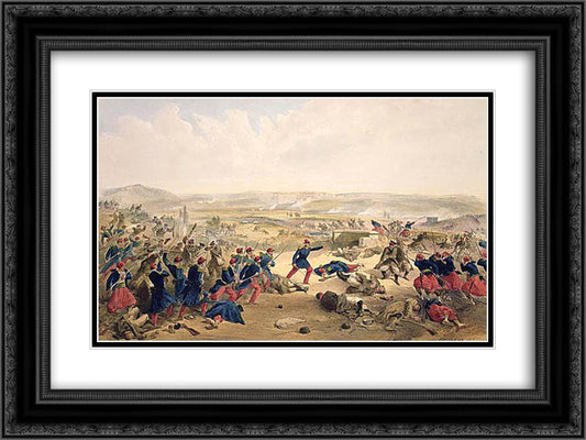 Battle of the Tchernaya, August 16th 1855 24x18 Black Ornate Wood Framed Art Print Poster with Double Matting by Simpson, William