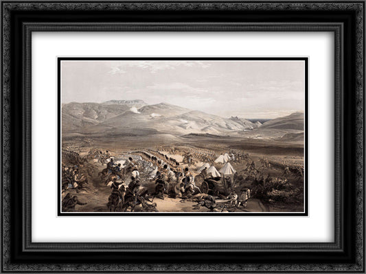 Charge of the Heavy Cavalry Brigade, 25th Octomber 1854 24x18 Black Ornate Wood Framed Art Print Poster with Double Matting by Simpson, William