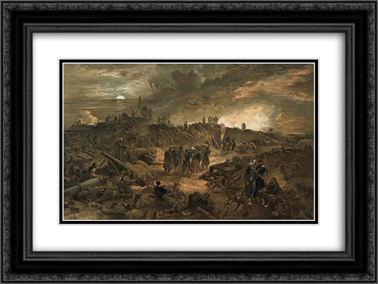 Interior of the Malakoff with the remains of the round tower 24x18 Black Ornate Wood Framed Art Print Poster with Double Matting by Simpson, William