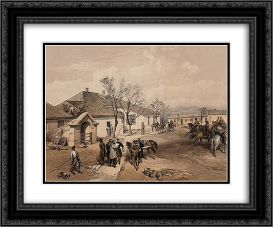 Lord Raglan's head quarters at Khutor-Karagatch 24x20 Black Ornate Wood Framed Art Print Poster with Double Matting by Simpson, William