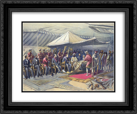 Return visit of the Viceroy to the Maharaja of Cashmere 24x20 Black Ornate Wood Framed Art Print Poster with Double Matting by Simpson, William