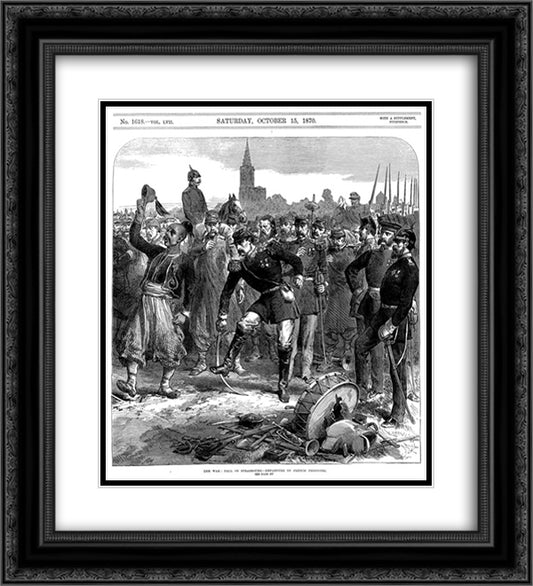 The (Franco-Prussian) War Fall of Strasbourg - Departure of French Prisoners 20x22 Black Ornate Wood Framed Art Print Poster with Double Matting by Simpson, William