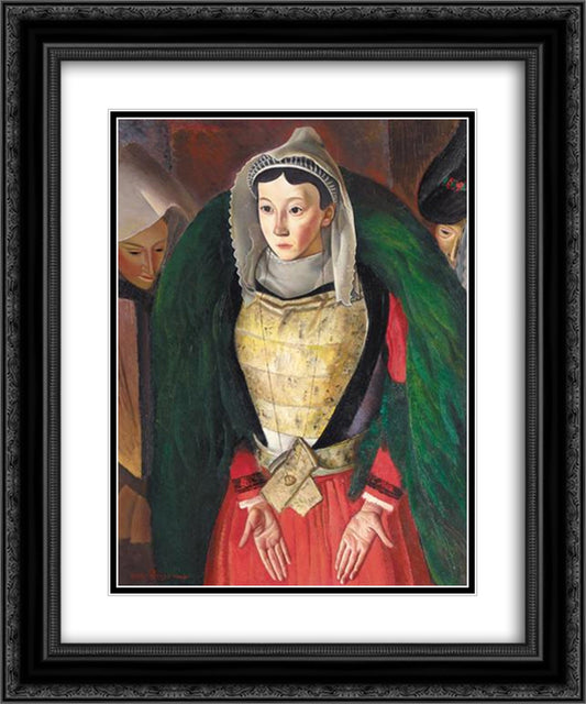 Woman from Bretagne 20x24 Black Ornate Wood Framed Art Print Poster with Double Matting by Grigoriev, Boris