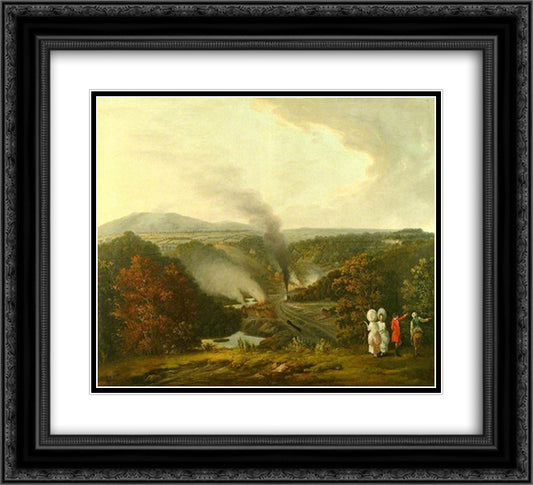 Afternoon View of Coalbrookdale, Shropshire 22x20 Black Ornate Wood Framed Art Print Poster with Double Matting by Williams, William