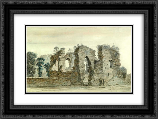 Alburbury Castle West, Shropshire 24x18 Black Ornate Wood Framed Art Print Poster with Double Matting by Williams, William