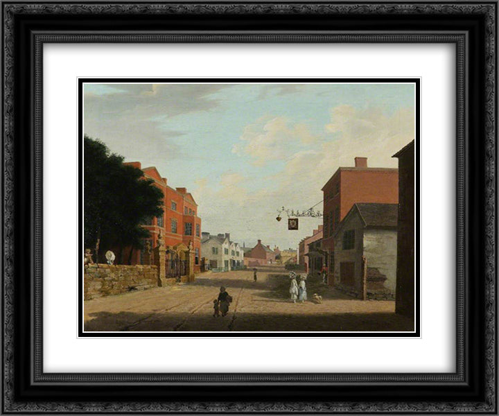 Church Street, Oswestry, Shropshire 24x20 Black Ornate Wood Framed Art Print Poster with Double Matting by Williams, William