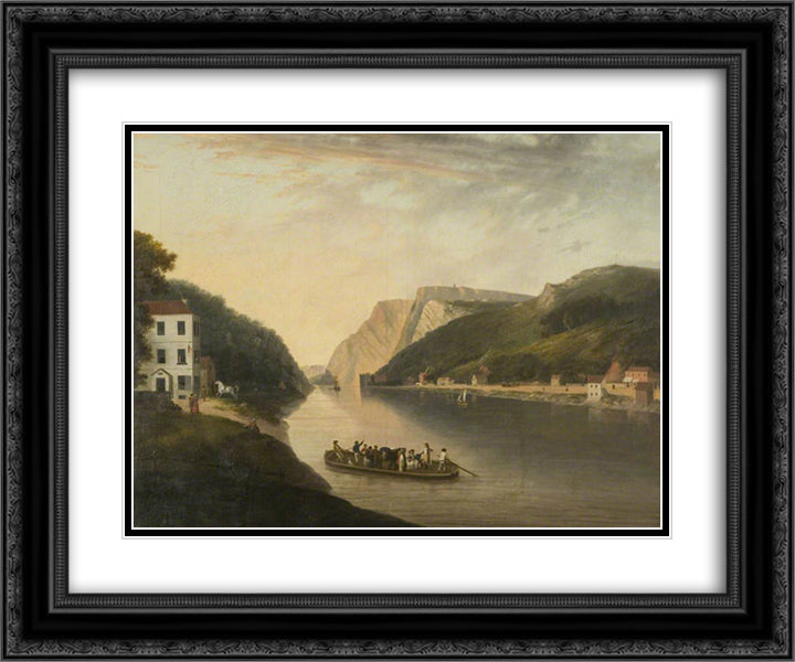 Hotwells and Rownham Ferry 24x20 Black Ornate Wood Framed Art Print Poster with Double Matting by Williams, William