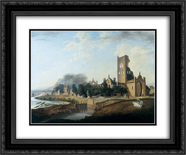 Kirkstall Abbey, Leeds 24x20 Black Ornate Wood Framed Art Print Poster with Double Matting by Williams, William