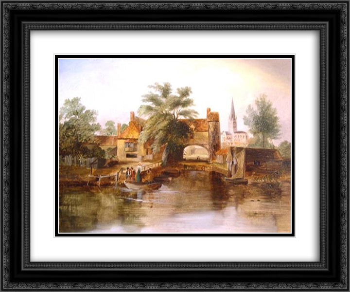 Landscape 24x20 Black Ornate Wood Framed Art Print Poster with Double Matting by Williams, William