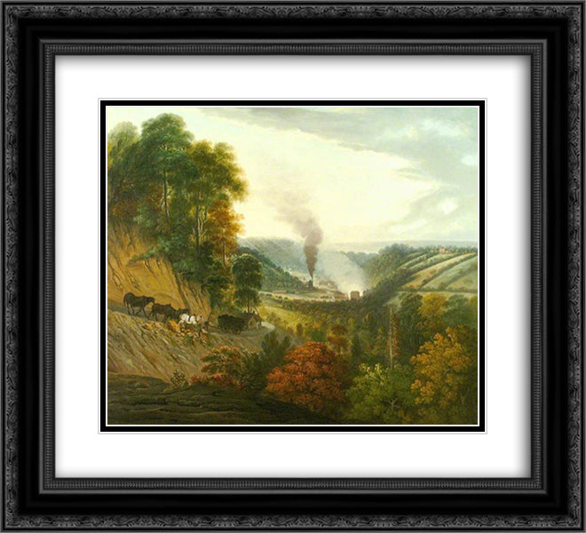 Morning View of Coalbrookdale, Shropshire 22x20 Black Ornate Wood Framed Art Print Poster with Double Matting by Williams, William