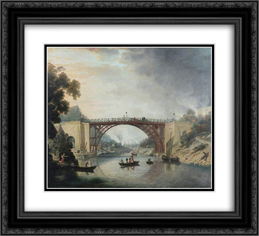 The Cast Iron Bridge near Coalbrookdale 22x20 Black Ornate Wood Framed Art Print Poster with Double Matting by Williams, William