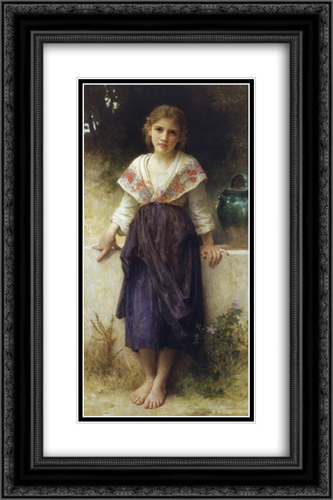 A moment of rest 16x24 Black Ornate Wood Framed Art Print Poster with Double Matting by Bouguereau, William Adolphe