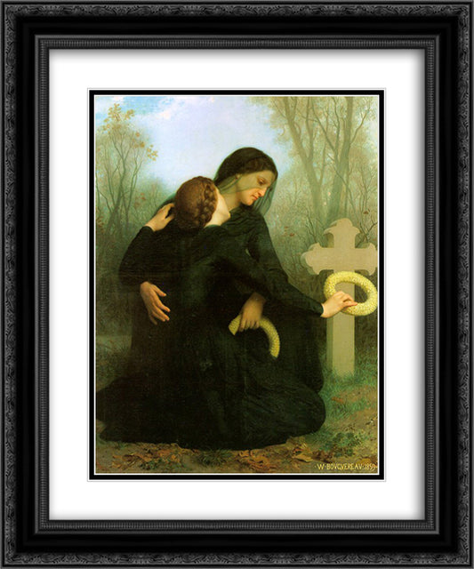 All Saints Day 20x24 Black Ornate Wood Framed Art Print Poster with Double Matting by Bouguereau, William Adolphe