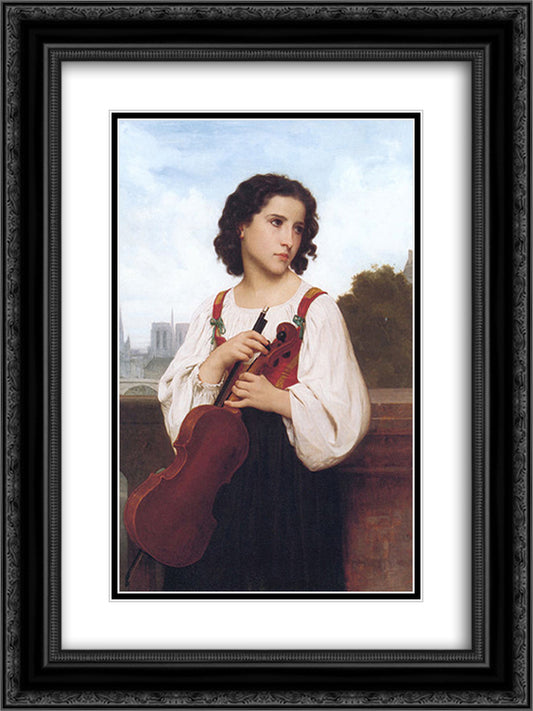 Alone in the world 18x24 Black Ornate Wood Framed Art Print Poster with Double Matting by Bouguereau, William Adolphe