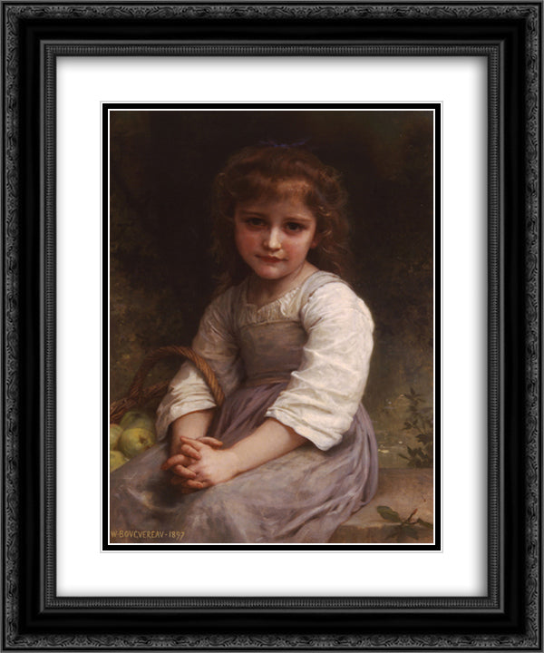 Apples 20x24 Black Ornate Wood Framed Art Print Poster with Double Matting by Bouguereau, William Adolphe