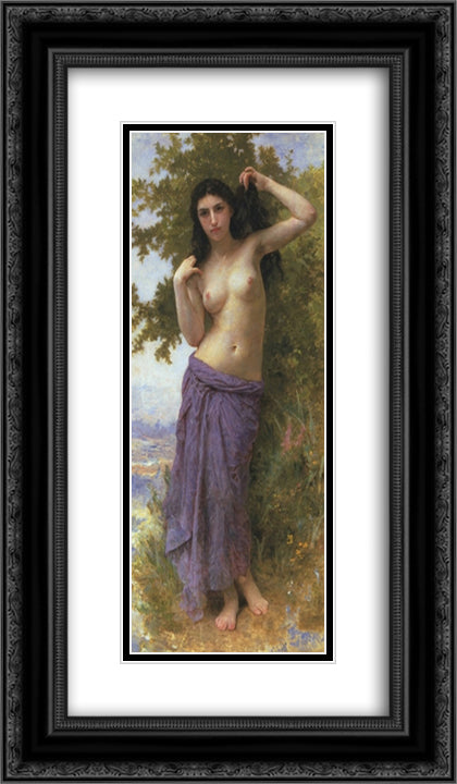 Beaut Romane 14x24 Black Ornate Wood Framed Art Print Poster with Double Matting by Bouguereau, William Adolphe