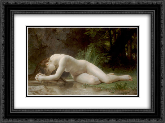 Biblis 24x18 Black Ornate Wood Framed Art Print Poster with Double Matting by Bouguereau, William Adolphe