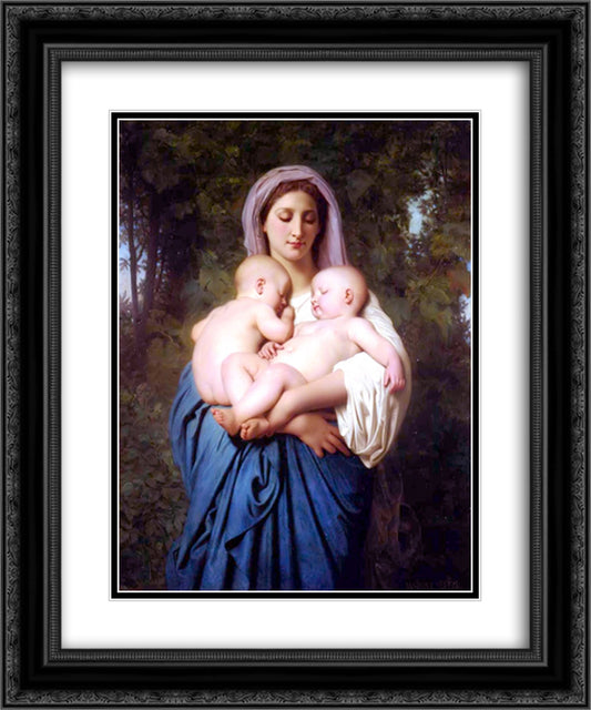 Charity 20x24 Black Ornate Wood Framed Art Print Poster with Double Matting by Bouguereau, William Adolphe