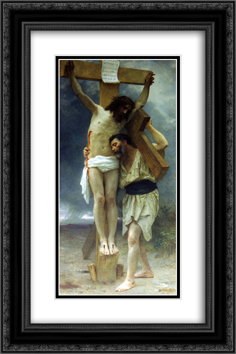 Compassion 16x24 Black Ornate Wood Framed Art Print Poster with Double Matting by Bouguereau, William Adolphe