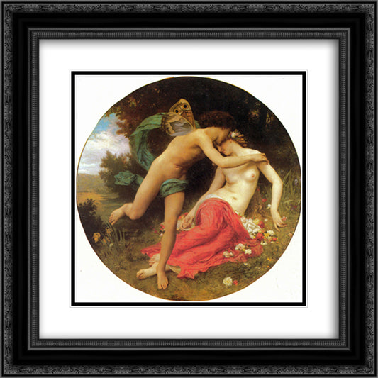 Cupid and Psyche 20x20 Black Ornate Wood Framed Art Print Poster with Double Matting by Bouguereau, William Adolphe