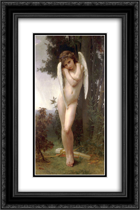 Cupidon 16x24 Black Ornate Wood Framed Art Print Poster with Double Matting by Bouguereau, William Adolphe
