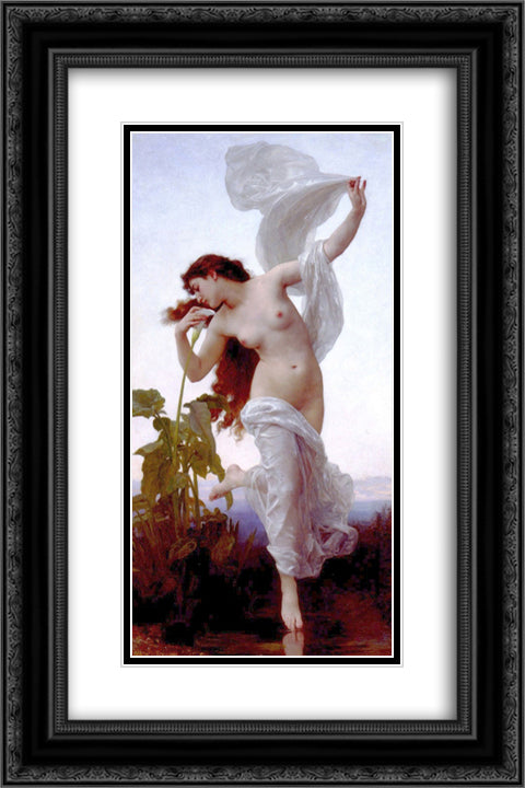 Dawn 16x24 Black Ornate Wood Framed Art Print Poster with Double Matting by Bouguereau, William Adolphe