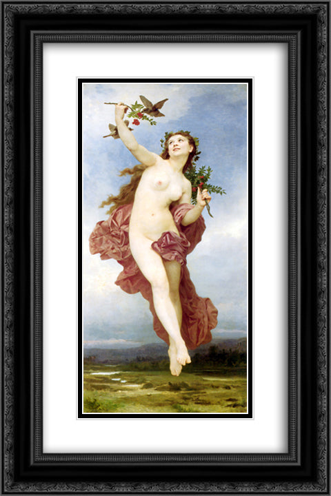 Day 16x24 Black Ornate Wood Framed Art Print Poster with Double Matting by Bouguereau, William Adolphe