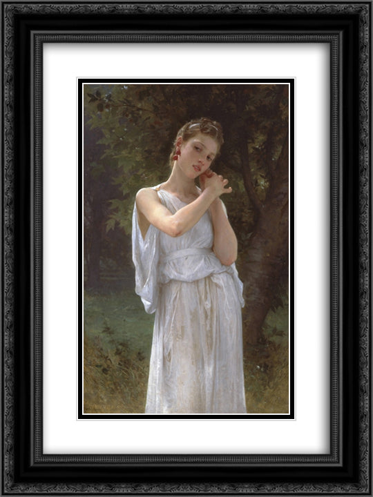 Earrings 18x24 Black Ornate Wood Framed Art Print Poster with Double Matting by Bouguereau, William Adolphe