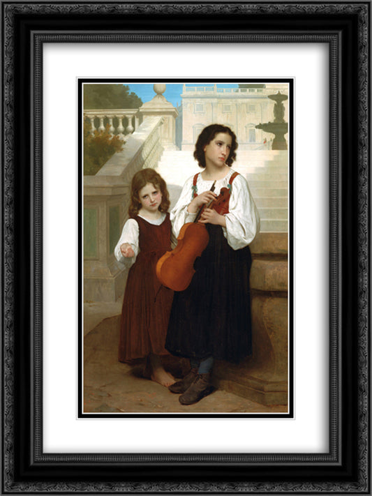 Far from home 18x24 Black Ornate Wood Framed Art Print Poster with Double Matting by Bouguereau, William Adolphe