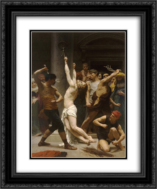 Flagellation of Our Lord Jesus Christ 20x24 Black Ornate Wood Framed Art Print Poster with Double Matting by Bouguereau, William Adolphe