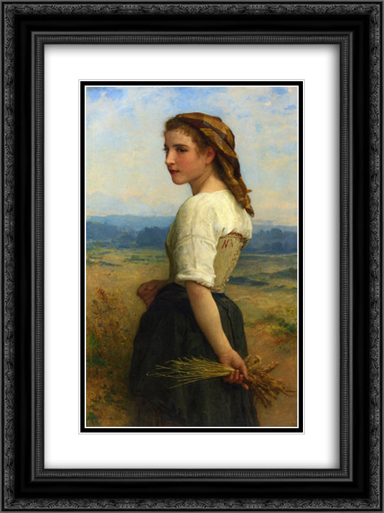 Gleaners 18x24 Black Ornate Wood Framed Art Print Poster with Double Matting by Bouguereau, William Adolphe