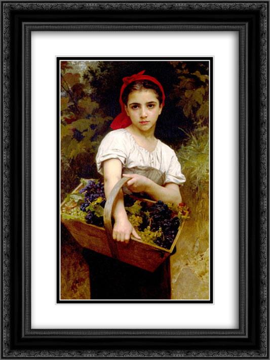 Harvester 18x24 Black Ornate Wood Framed Art Print Poster with Double Matting by Bouguereau, William Adolphe