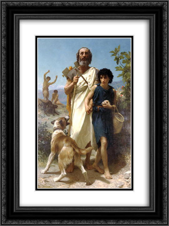 Homer and his Guide 18x24 Black Ornate Wood Framed Art Print Poster with Double Matting by Bouguereau, William Adolphe