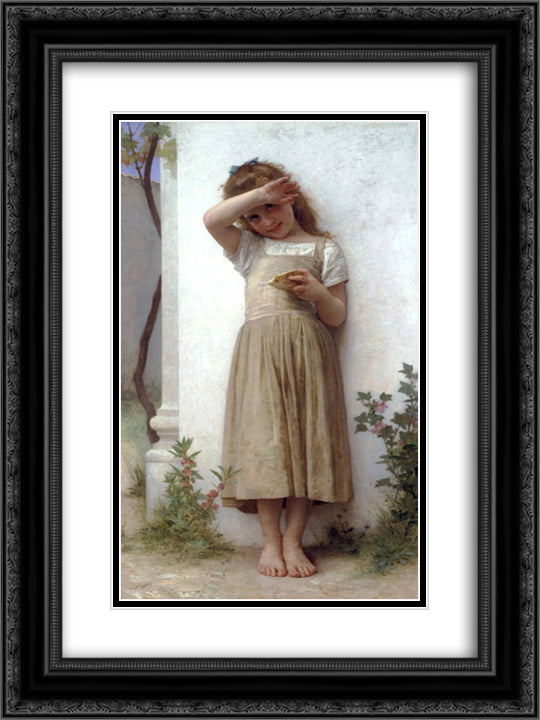 In Penitence 18x24 Black Ornate Wood Framed Art Print Poster with Double Matting by Bouguereau, William Adolphe