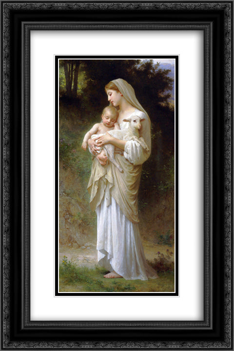 Innocence 16x24 Black Ornate Wood Framed Art Print Poster with Double Matting by Bouguereau, William Adolphe