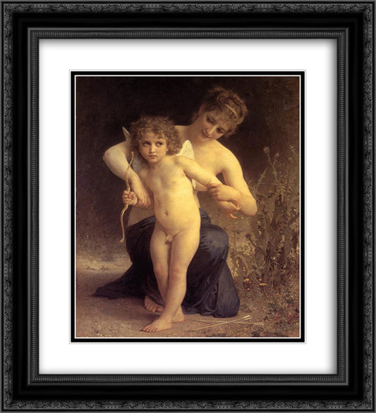 Love Disarmed 20x22 Black Ornate Wood Framed Art Print Poster with Double Matting by Bouguereau, William Adolphe