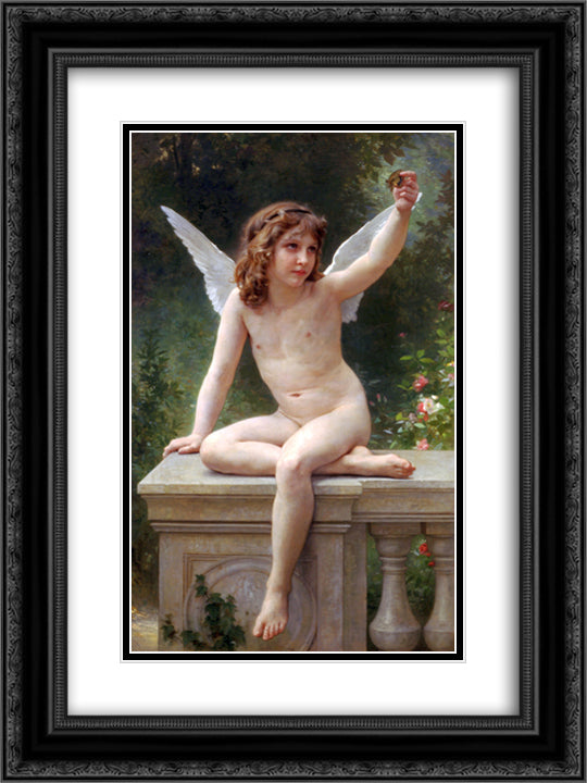 Love on the Look 18x24 Black Ornate Wood Framed Art Print Poster with Double Matting by Bouguereau, William Adolphe