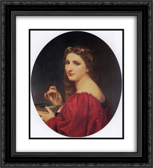 Marguerite 20x22 Black Ornate Wood Framed Art Print Poster with Double Matting by Bouguereau, William Adolphe