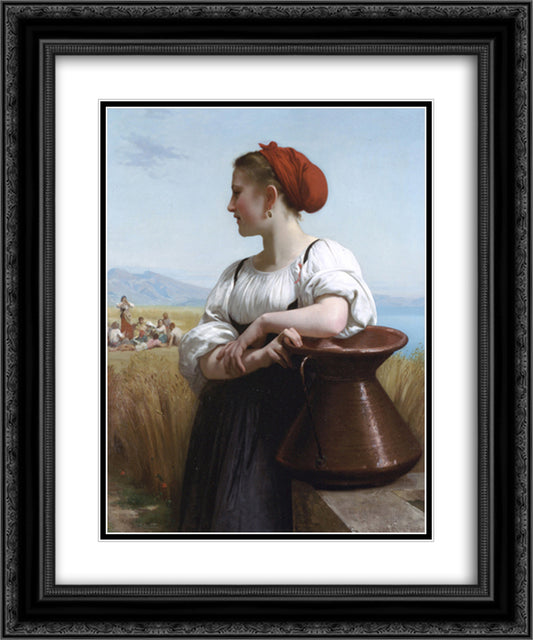 Moissoneuse 20x24 Black Ornate Wood Framed Art Print Poster with Double Matting by Bouguereau, William Adolphe