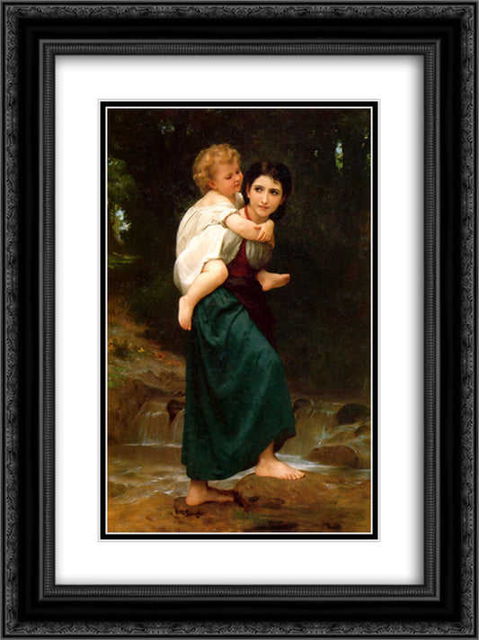 Passage gue 18x24 Black Ornate Wood Framed Art Print Poster with Double Matting by Bouguereau, William Adolphe