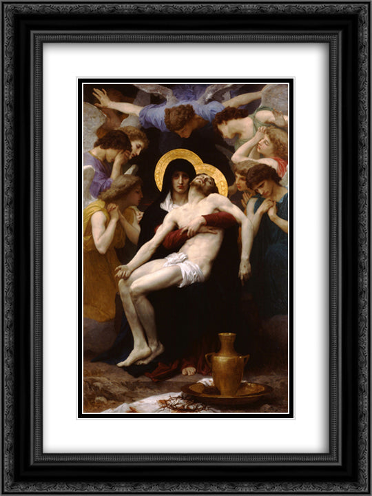 Pieta 18x24 Black Ornate Wood Framed Art Print Poster with Double Matting by Bouguereau, William Adolphe