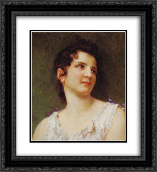 Portrait of a young girl 20x22 Black Ornate Wood Framed Art Print Poster with Double Matting by Bouguereau, William Adolphe