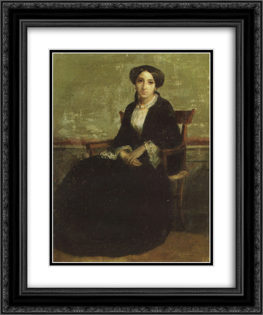Portrait of Genevieve Celine 20x24 Black Ornate Wood Framed Art Print Poster with Double Matting by Bouguereau, William Adolphe