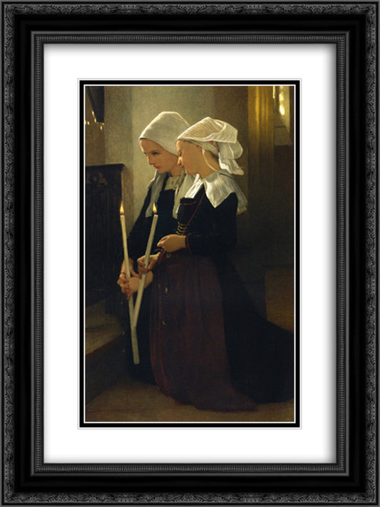 Prayer at Sainte Anne d'Auray 18x24 Black Ornate Wood Framed Art Print Poster with Double Matting by Bouguereau, William Adolphe