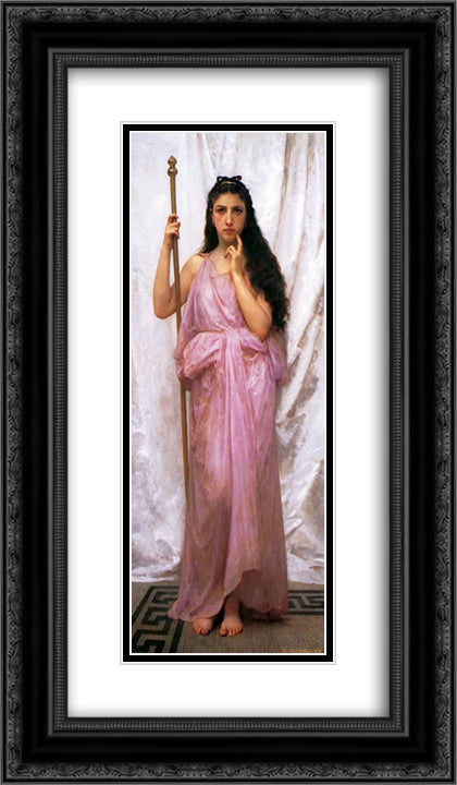 Priestess 14x24 Black Ornate Wood Framed Art Print Poster with Double Matting by Bouguereau, William Adolphe