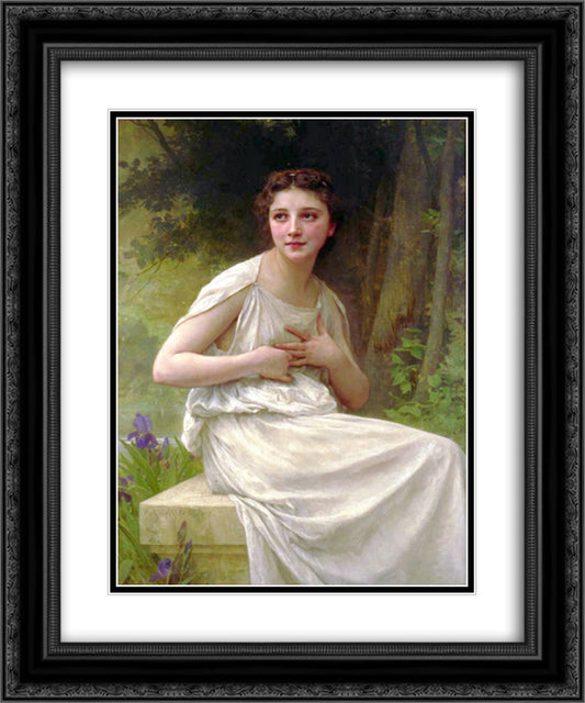 Reflexion 20x24 Black Ornate Wood Framed Art Print Poster with Double Matting by Bouguereau, William Adolphe