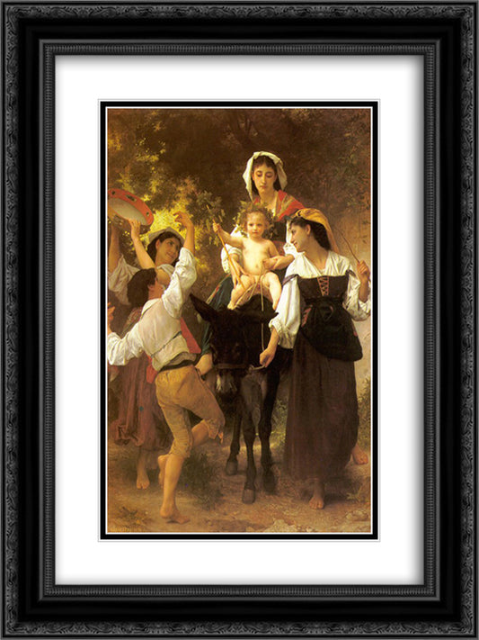 Return from the Harvest 18x24 Black Ornate Wood Framed Art Print Poster with Double Matting by Bouguereau, William Adolphe